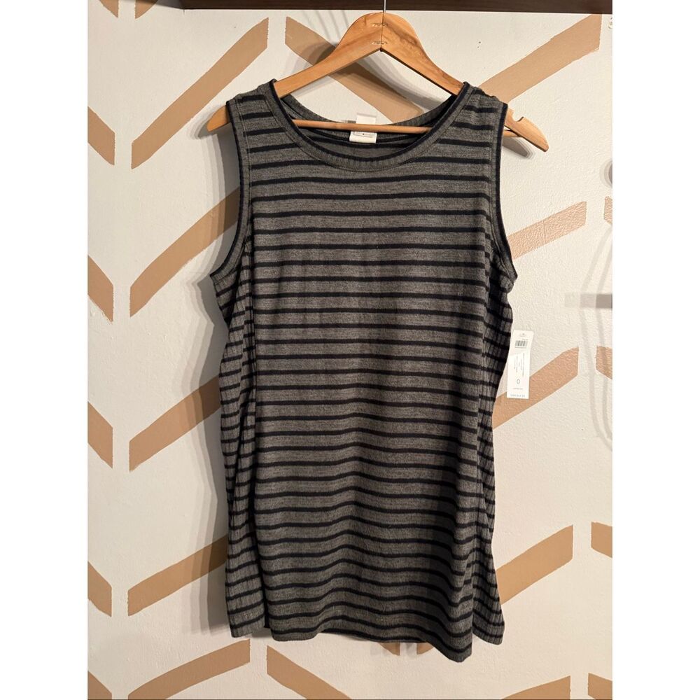 NWT Chico's Zenergy Deep Olive Black Striped Sleeveless Tank Top Size 0 Small
